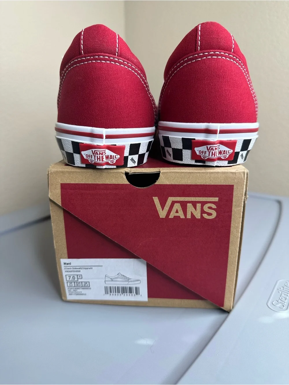 Vans Kids' Red Canvas Old Skool Sneakers with Checkerboard Accent